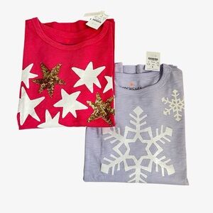 Crewcuts Girls Pink and Purple Long Sleeve Tees Size XL NWT Star Snowflake